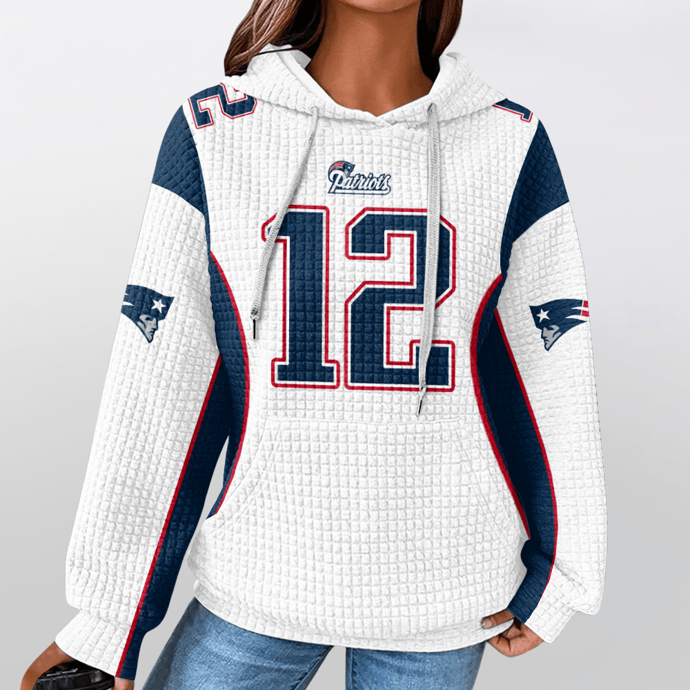 Unisex Throwback 2000 New England T.B 12 Waffle Hoodie
