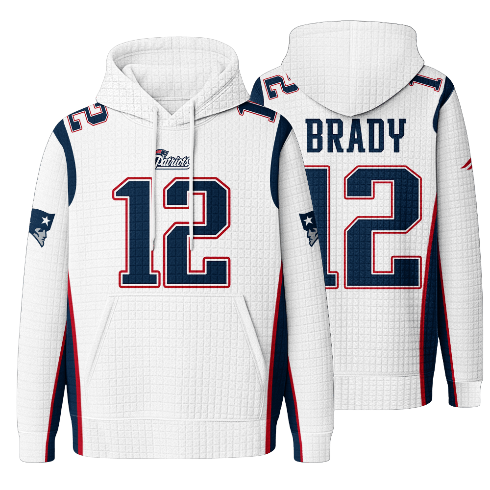 Unisex Throwback 2000 New England T.B 12 Waffle Hoodie