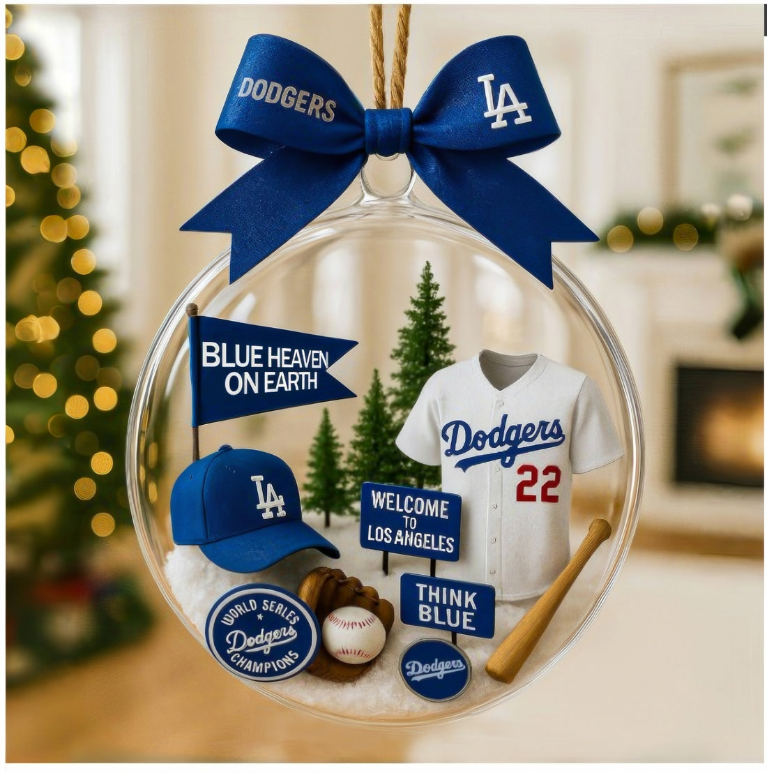 Lad baseball Christmas tree pendant with cute mascot and uniform of American baseball team - Ornament