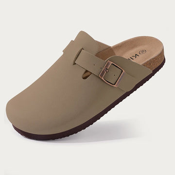 OwlDeluxe™ Boston-Style Cork Slippers – Soft Leather Mules for Women’s Summer Comfort